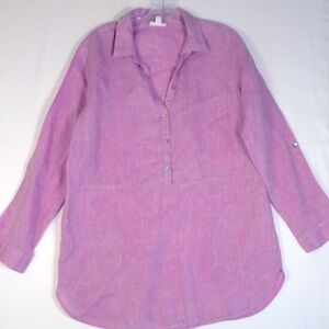 J. Jill Love Linen Pink Oversize Long Tunic Top With Pockets